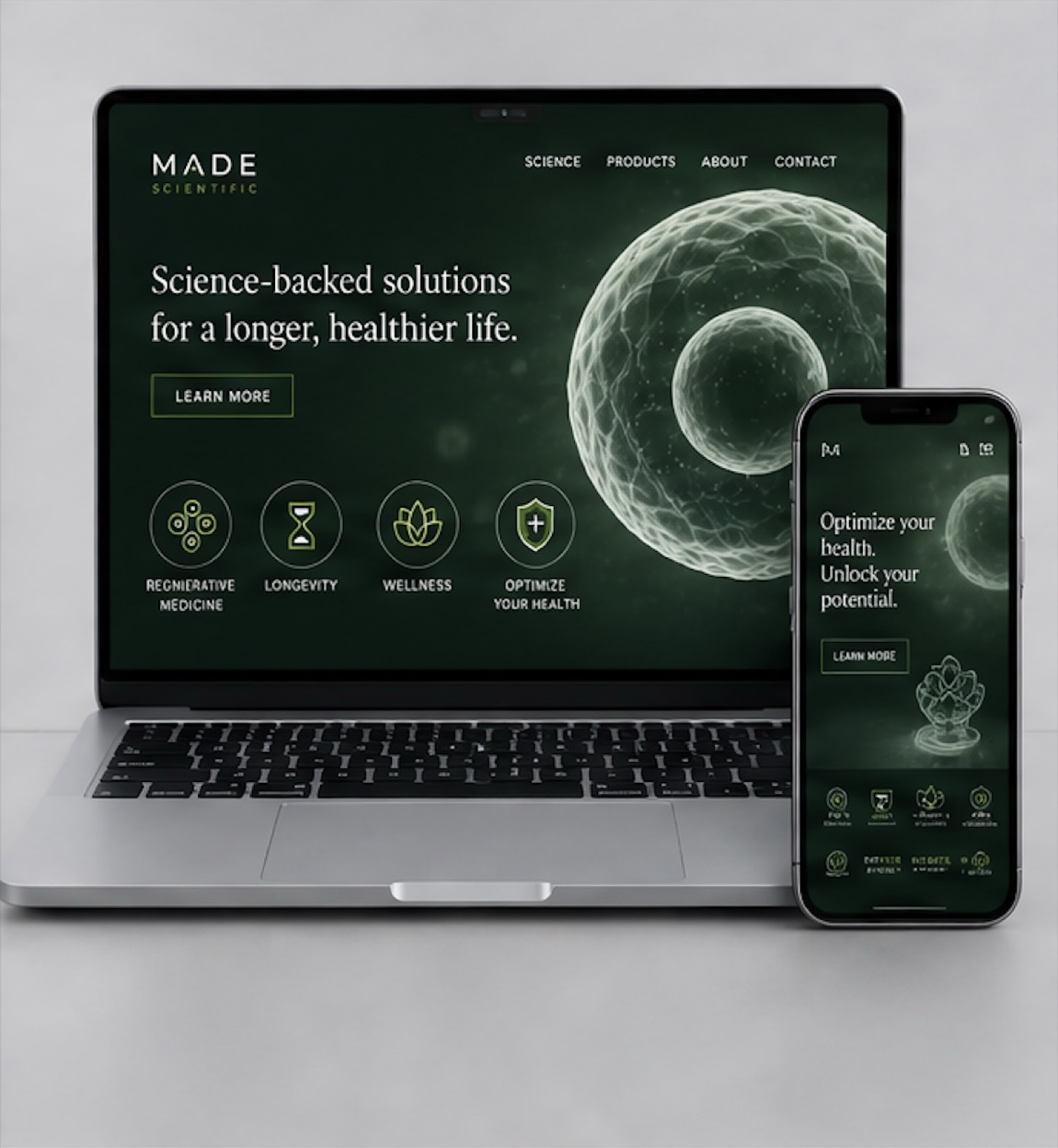 Website mockup on laptop and phone