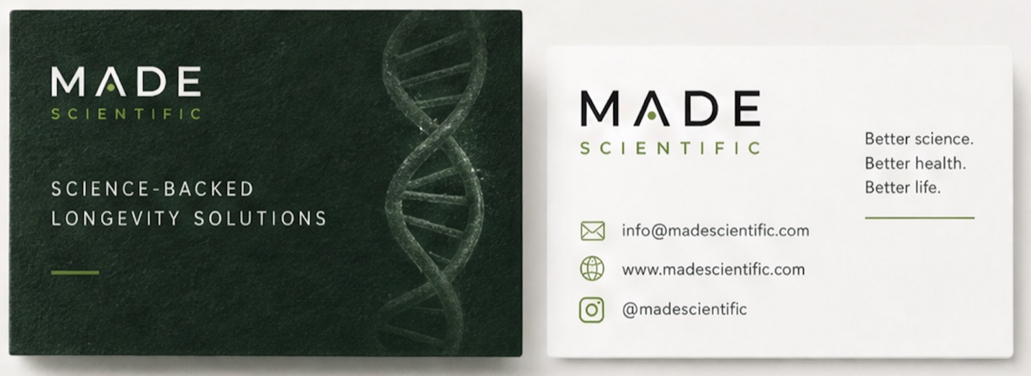 Made Scientific business cards, front and back